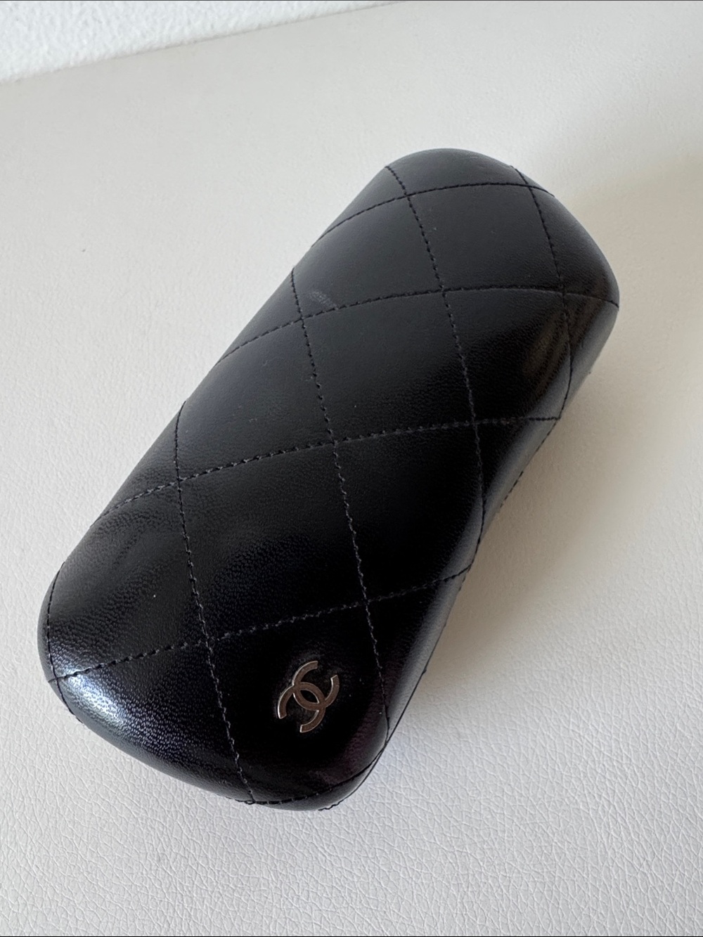 CHANEL Black Quilted Leather Sunglasses/ Eyewear Case with CC Logo
